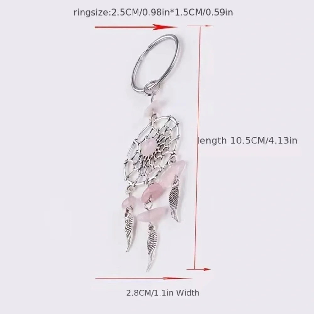 Dream Catcher Native American Keychain Silver Amethyst Purple